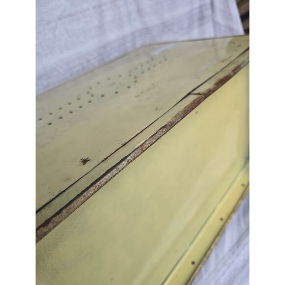 Mid-Century Yellow Enamel & Chrome Bread Box Drop-Front Door Vintage - Picture 7 of 8